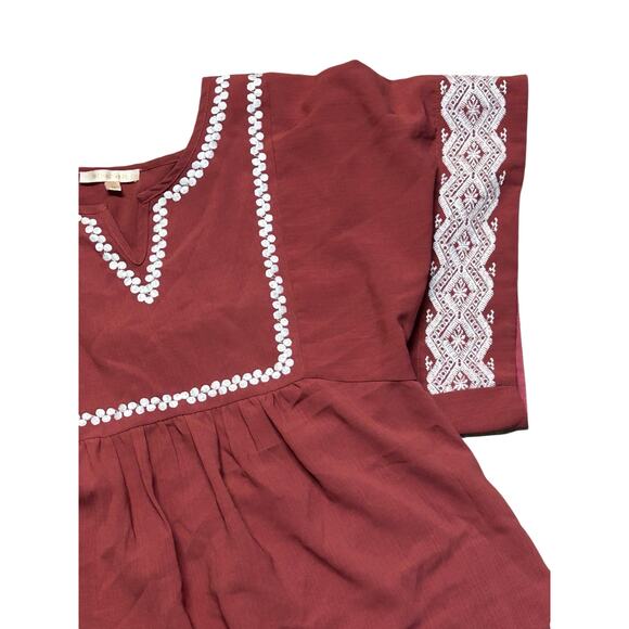 Skies Are Blue Medium‎ Boho Top Embroidered Festival Maroon Empire | Stitch Fix - Picture 7 of 9